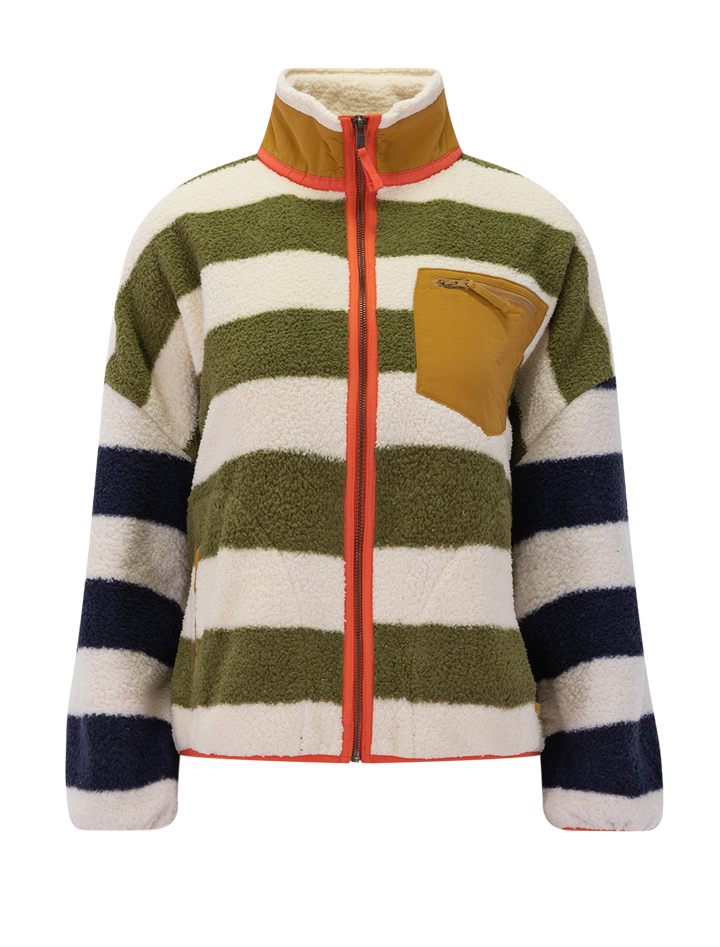 mixed heritage stripe full zip fleece