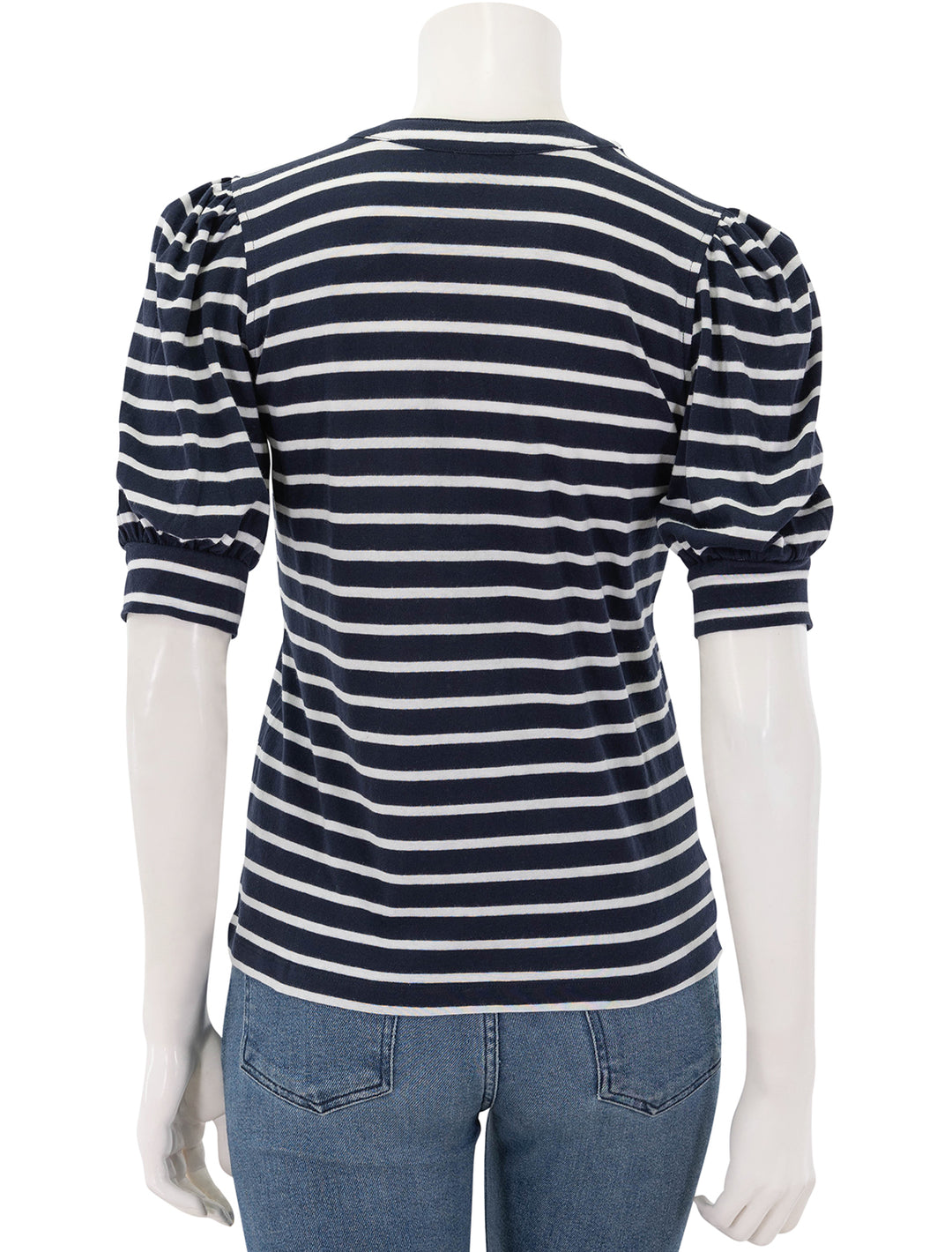 jewel top in navy and ivory stripe