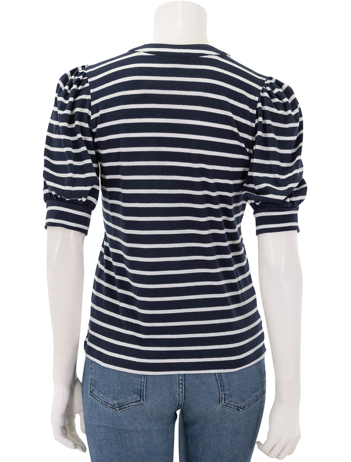 jewel top in navy and ivory stripe