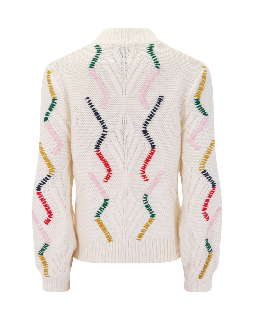 overstitch cable turtleneck in cream multi