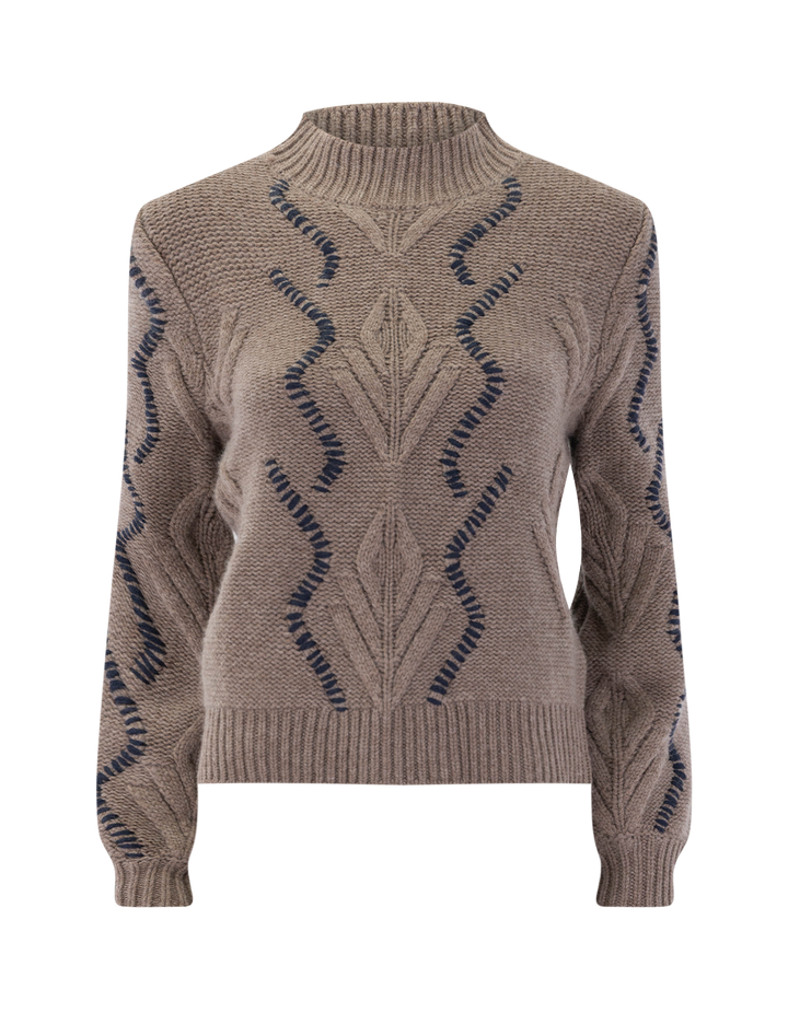 overstitch cable turtleneck in late autumn