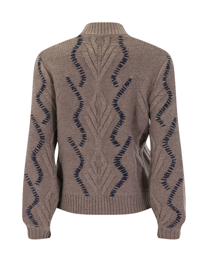overstitch cable turtleneck in late autumn