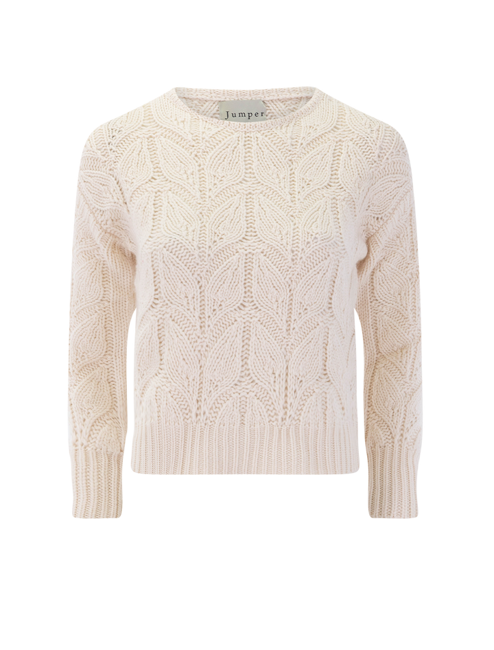 leaf crewneck sweater in wheat
