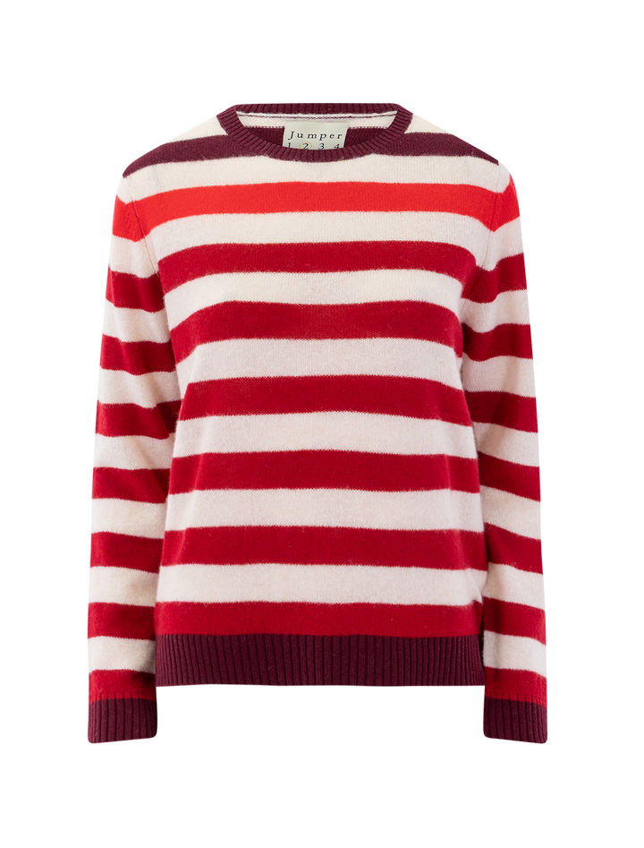 cashmere gradient stripe crewneck in red