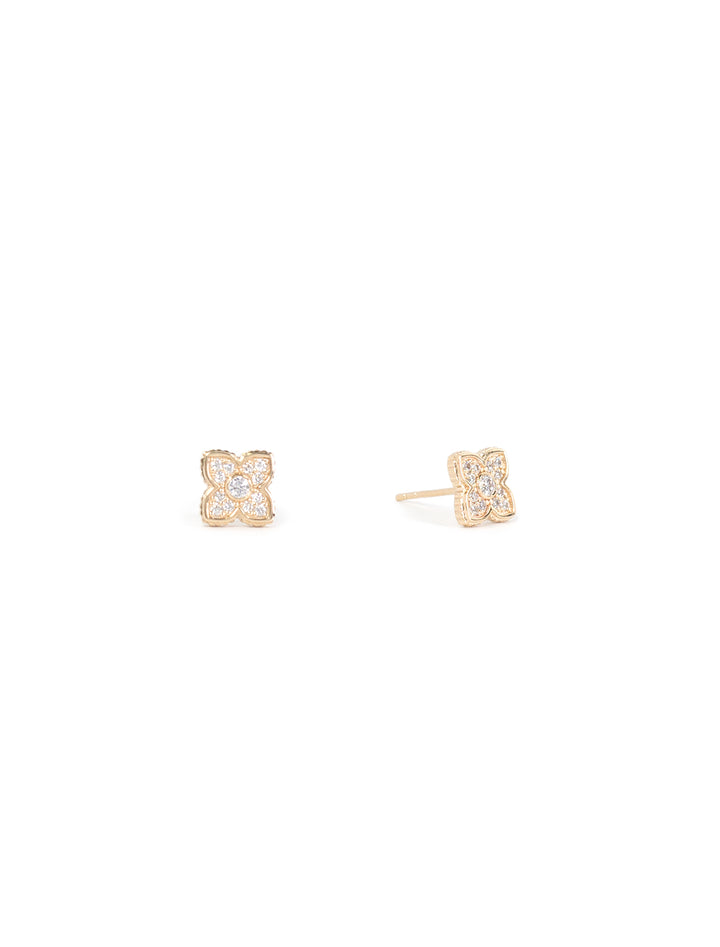 gold pave diamond bezel moroccan studs