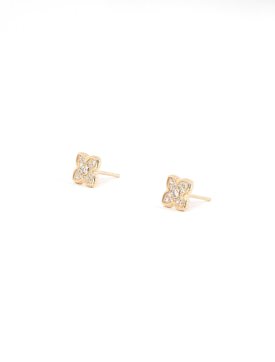 gold pave diamond bezel moroccan studs (2)