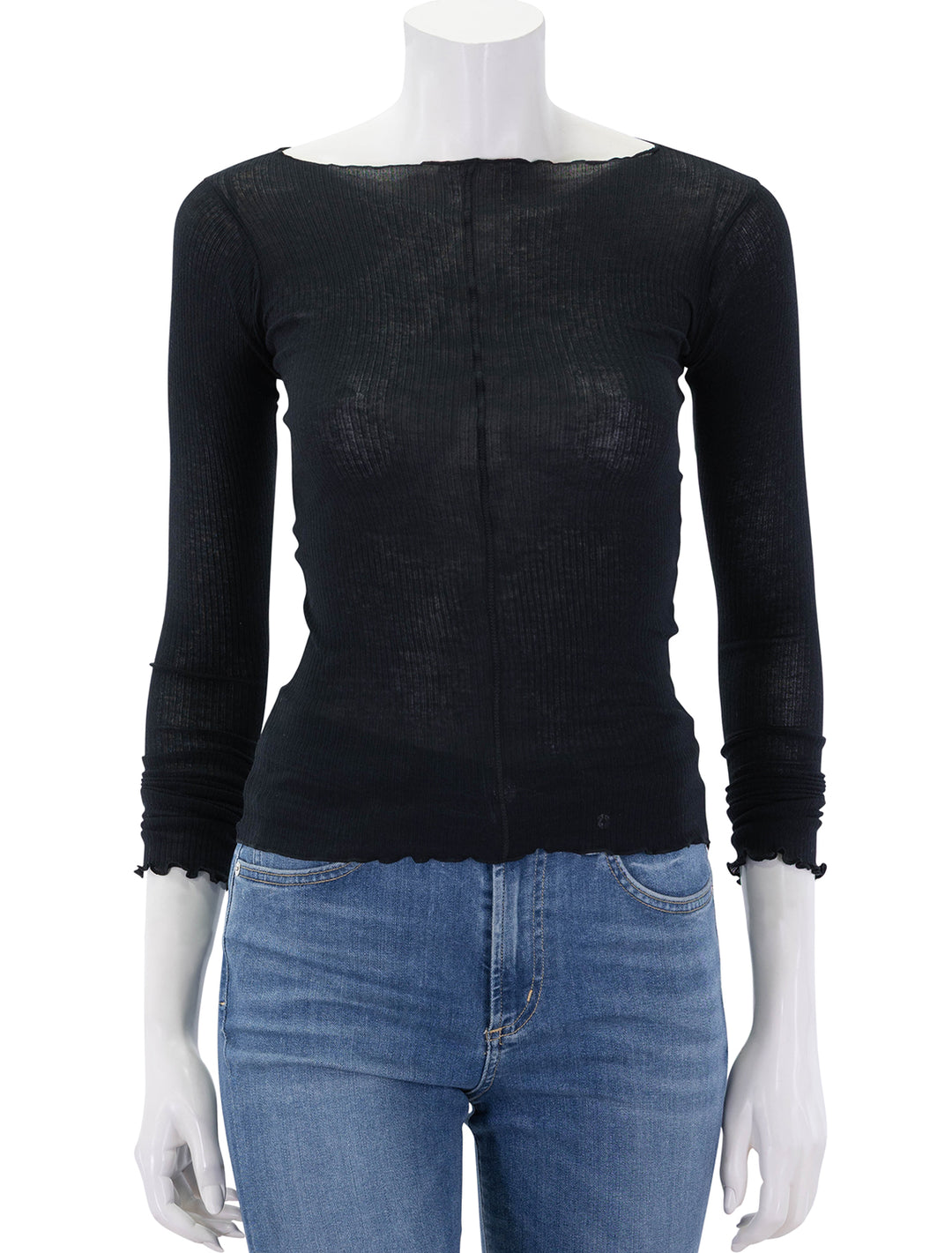 front view of pama long sleeve tee in black