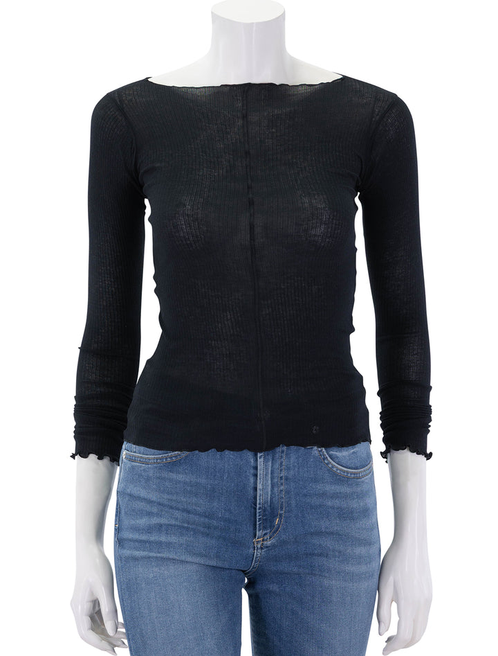 front view of pama long sleeve tee in black