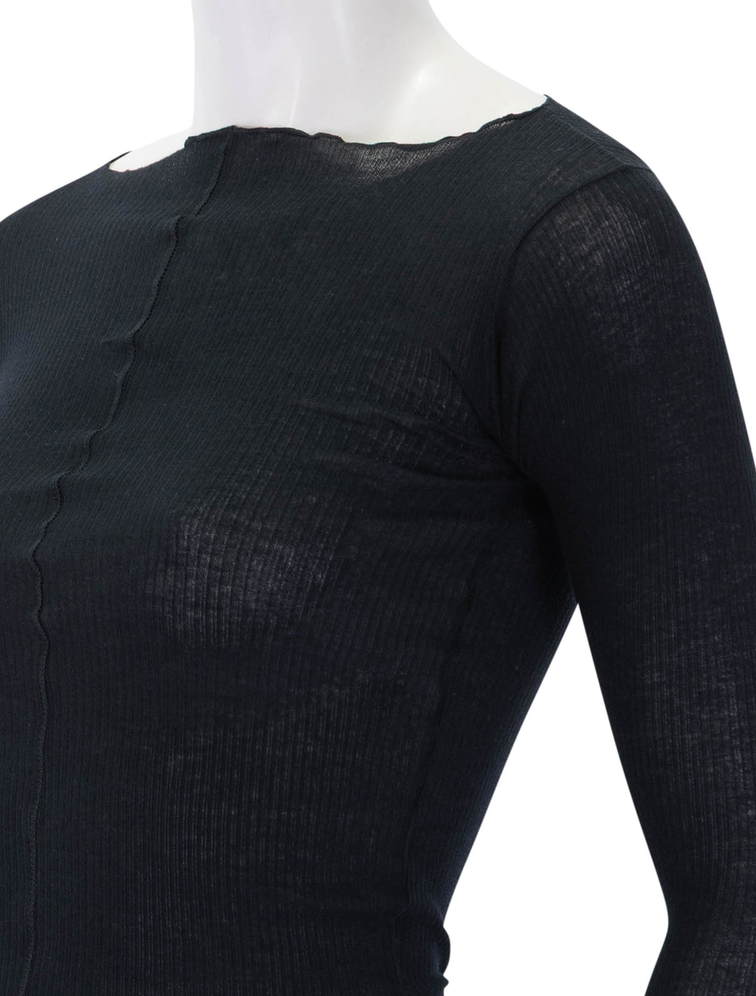 close up view of pama long sleeve tee in black