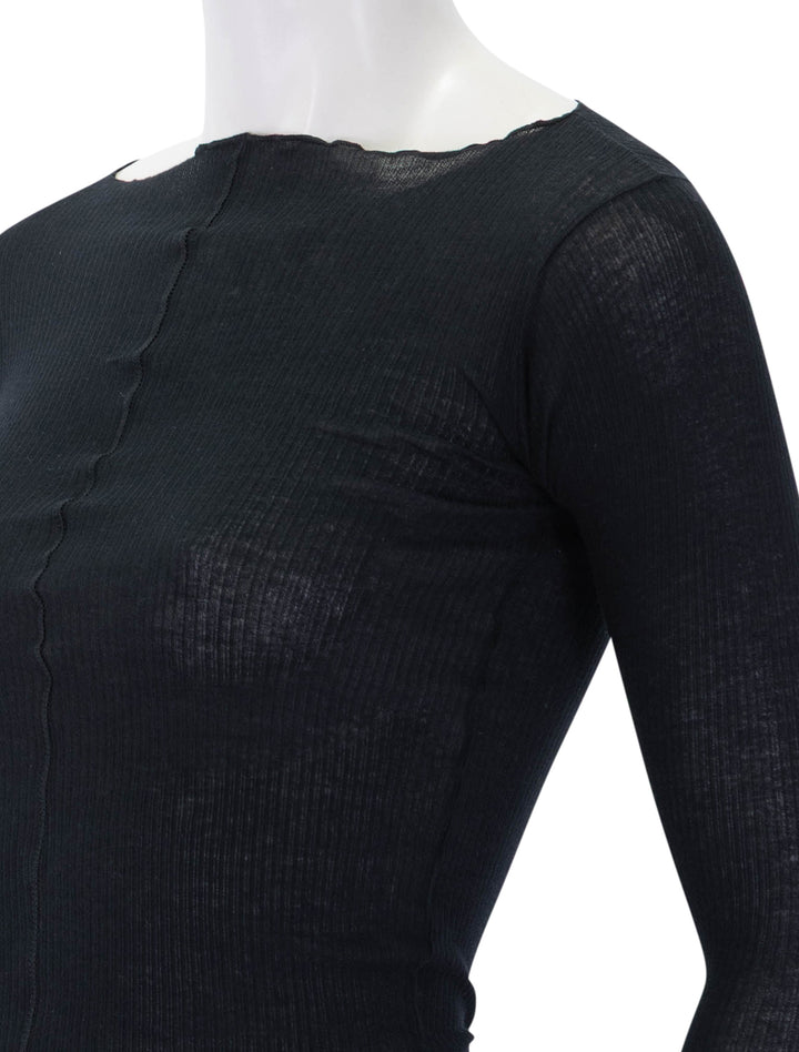 close up view of pama long sleeve tee in black