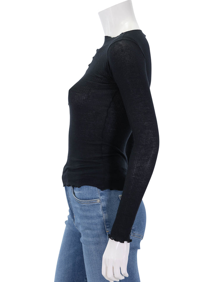 side view of pama long sleeve tee in black