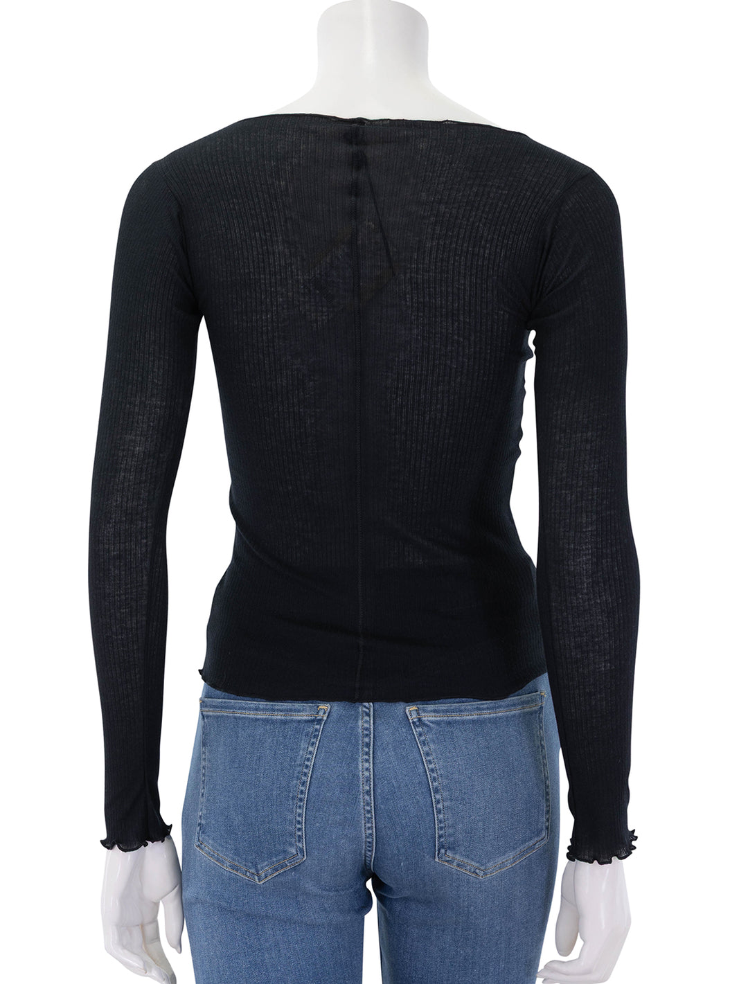 back view of pama long sleeve tee in black
