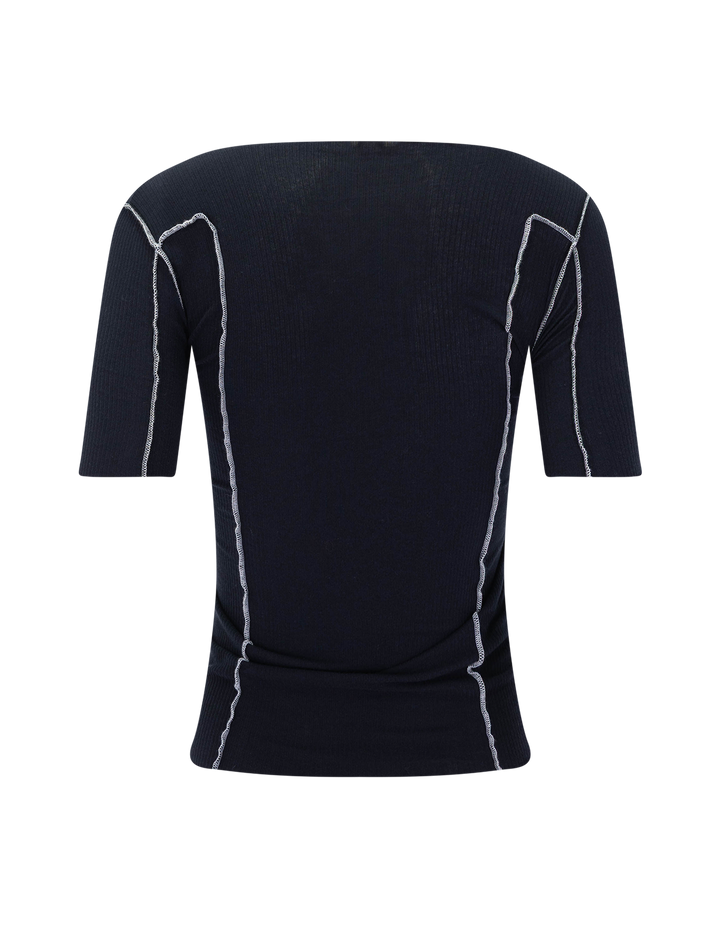 omato 3/4 length sleeve tee in murano navy