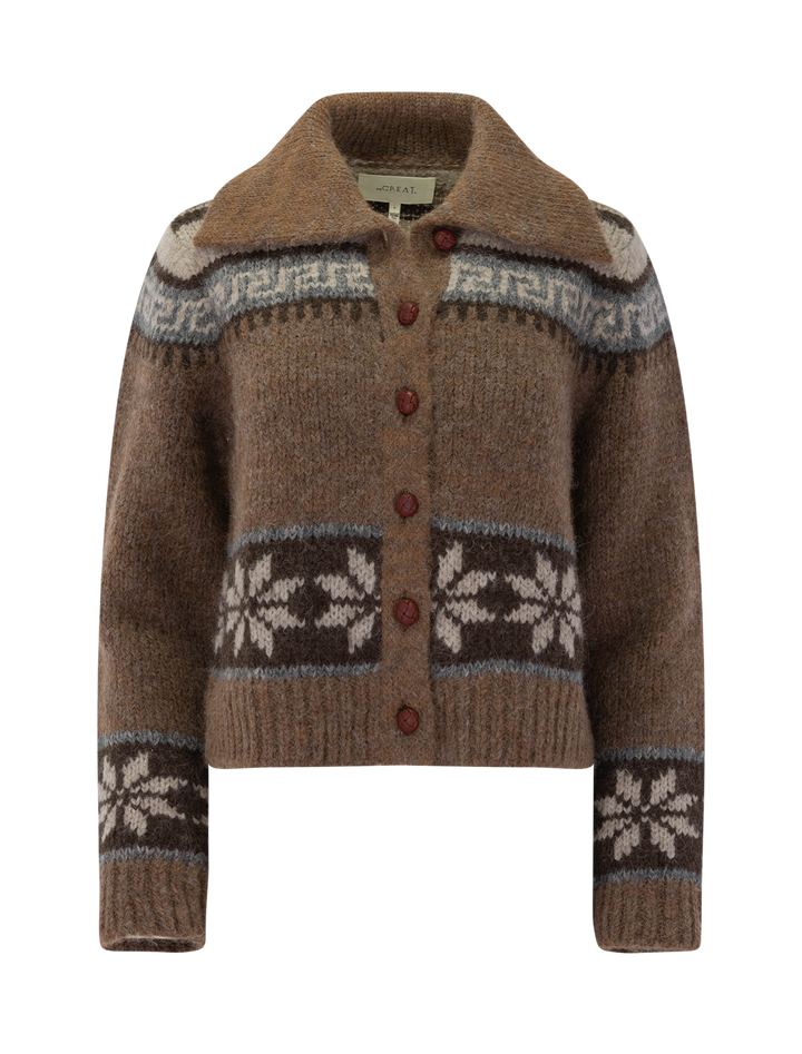 nordic scholar cardigan in hickory fair isle