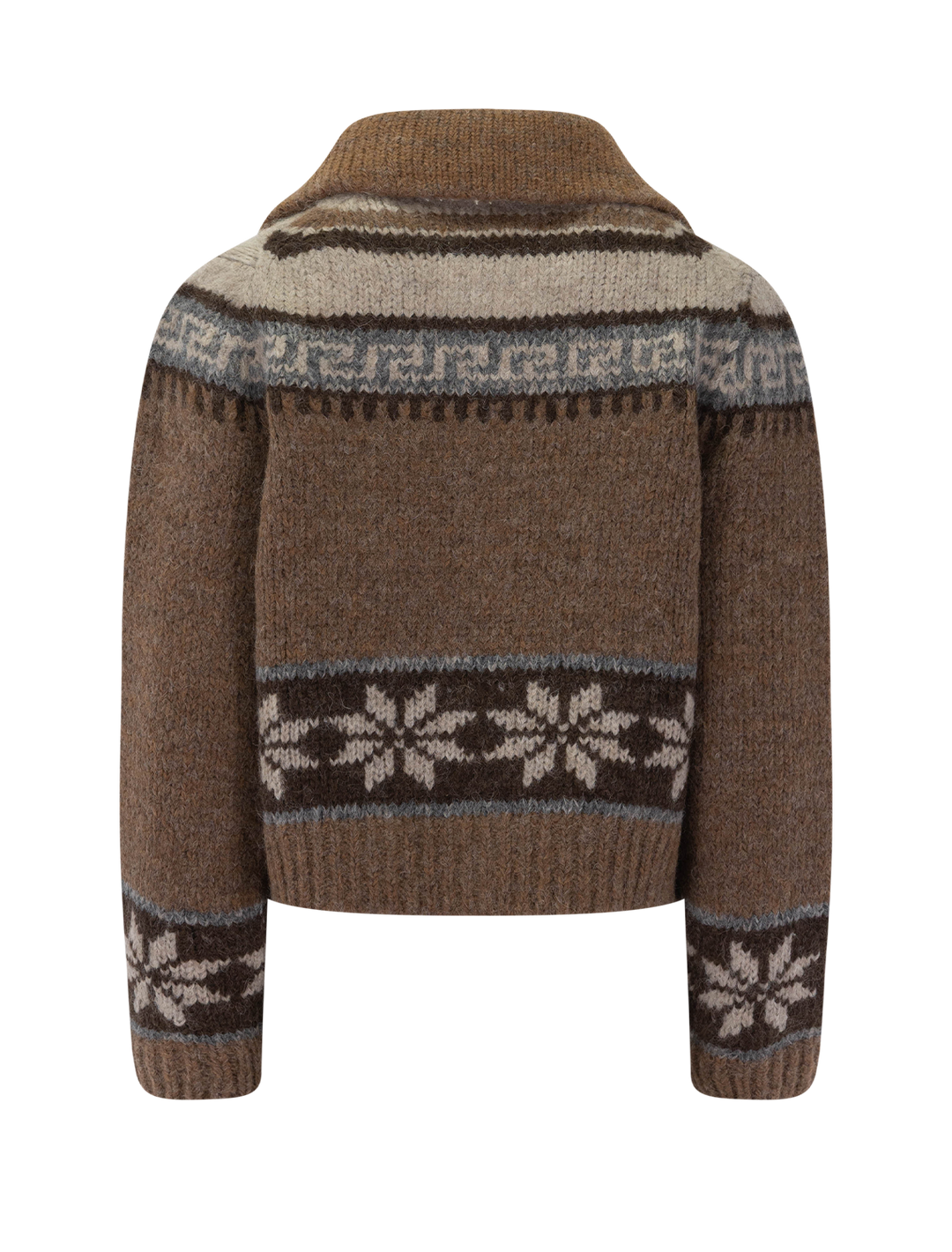nordic scholar cardigan in hickory fair isle