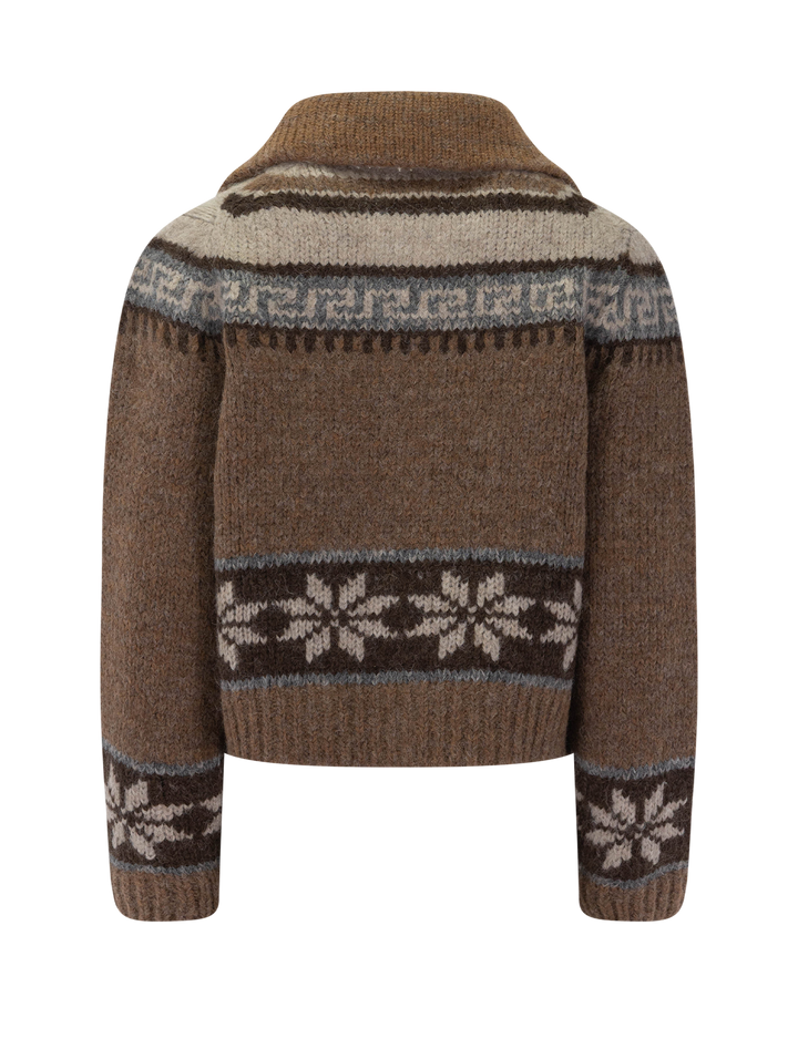 nordic scholar cardigan in hickory fair isle