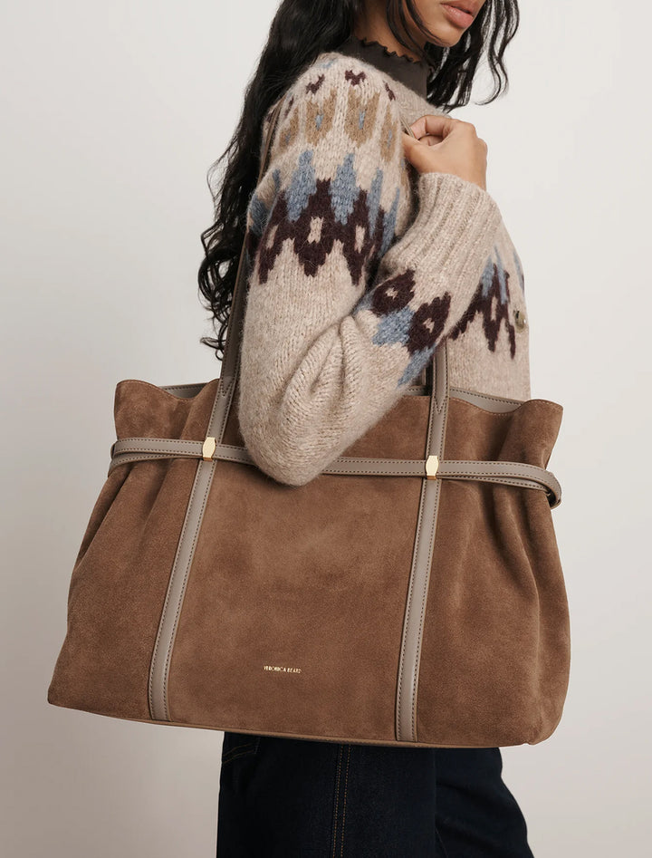 suede lasso bag in bark