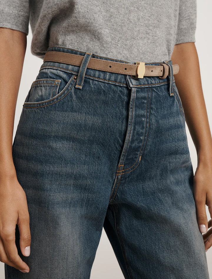 suede dash belt in bark