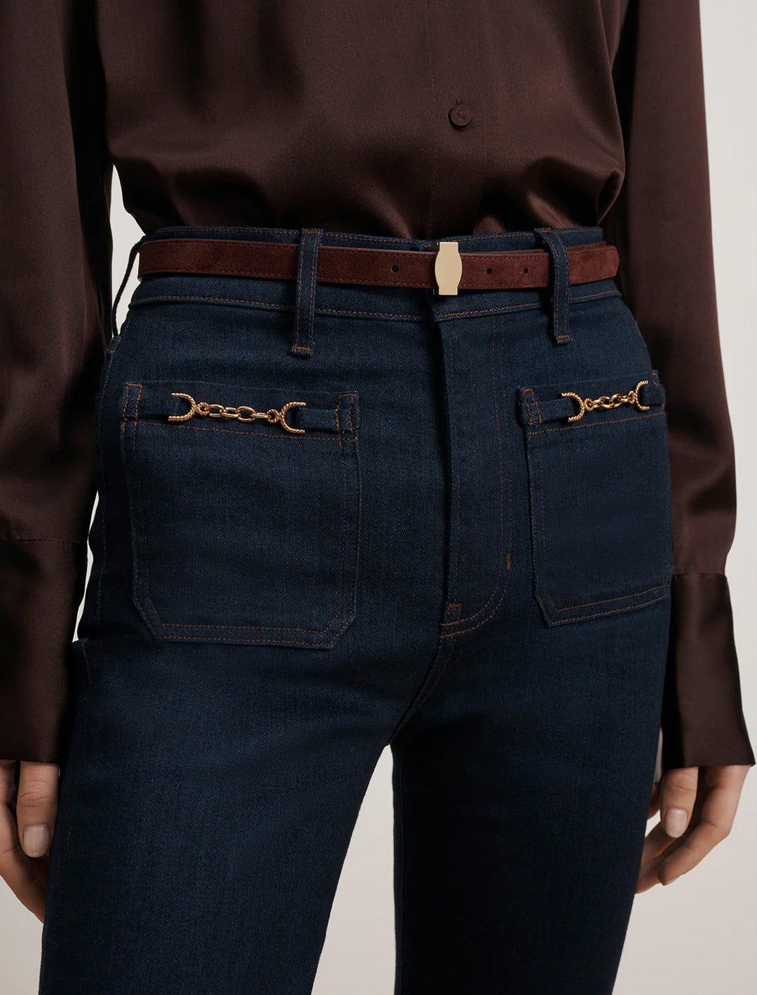 suede dash belt in raisin