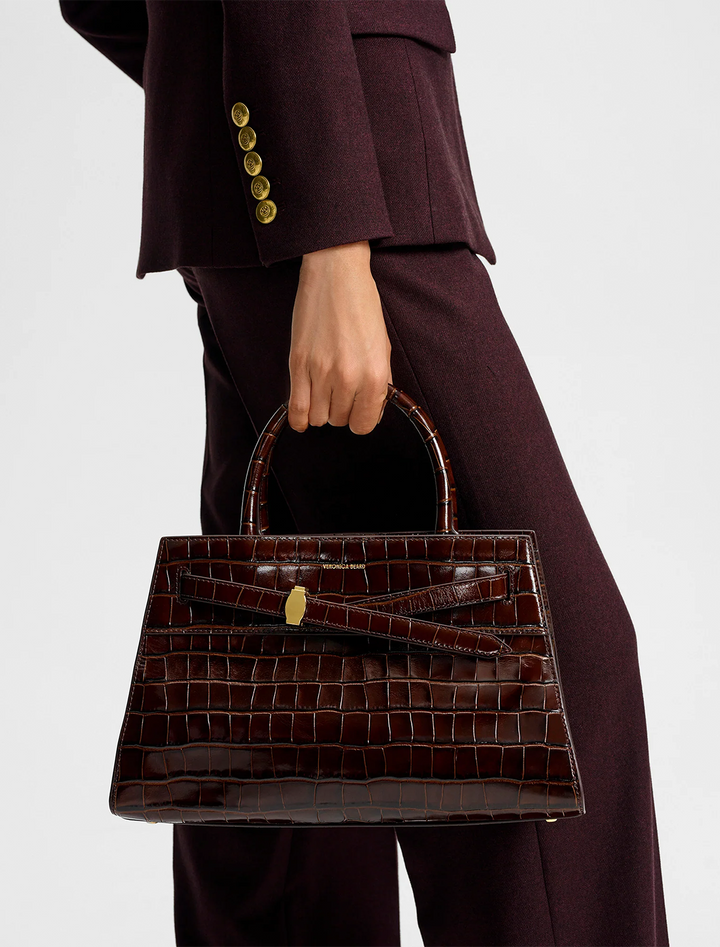 croc embossed vb dash back in chestnut