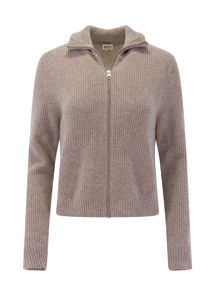 bruce zip cardigan in toast