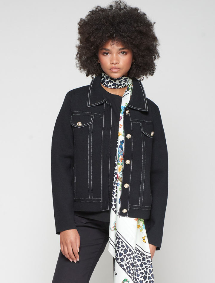 black ponte shirt jacket