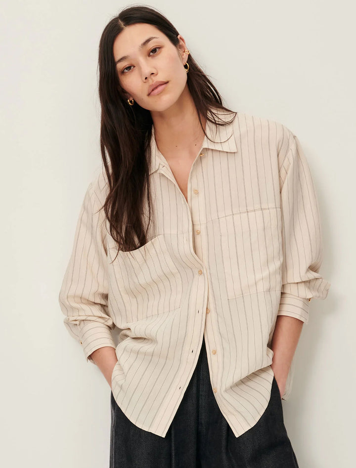 san juan blouse in tapioca stripe