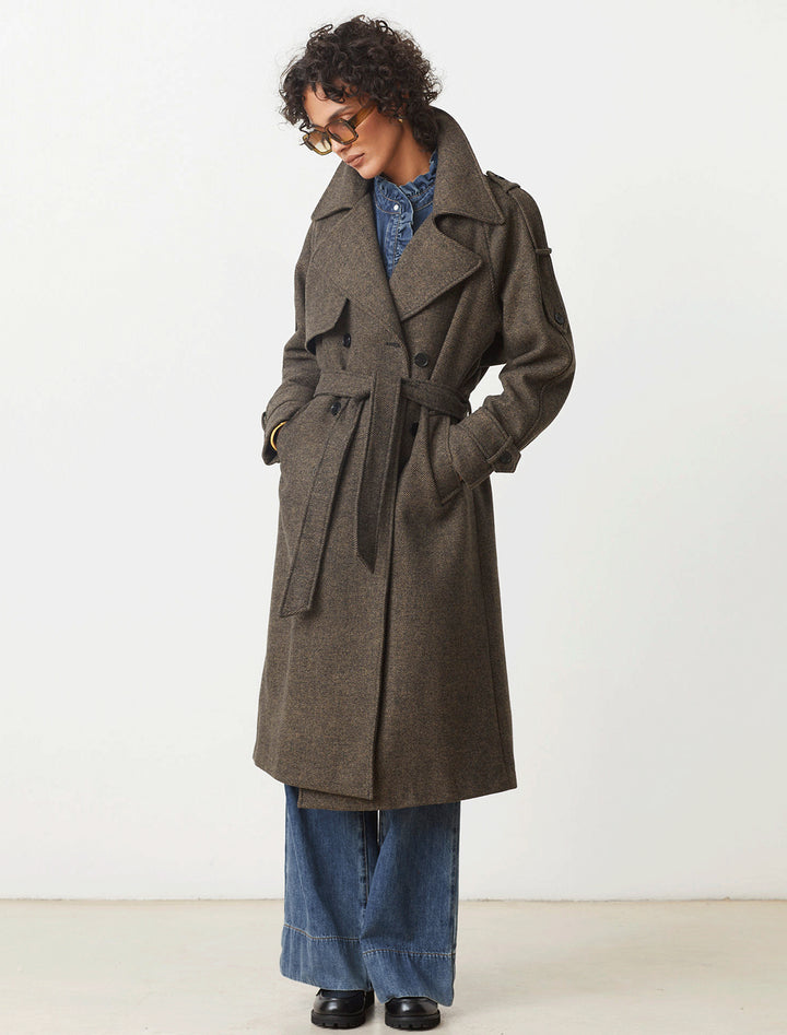 emo coat in chocolate tweed