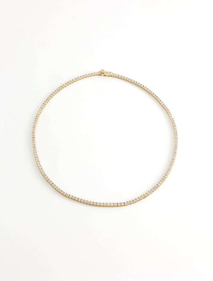 16" gold and diamond tennis necklace