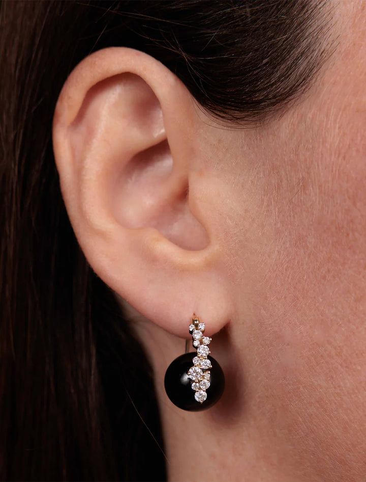 diamond cocktail black onyx bead earrings