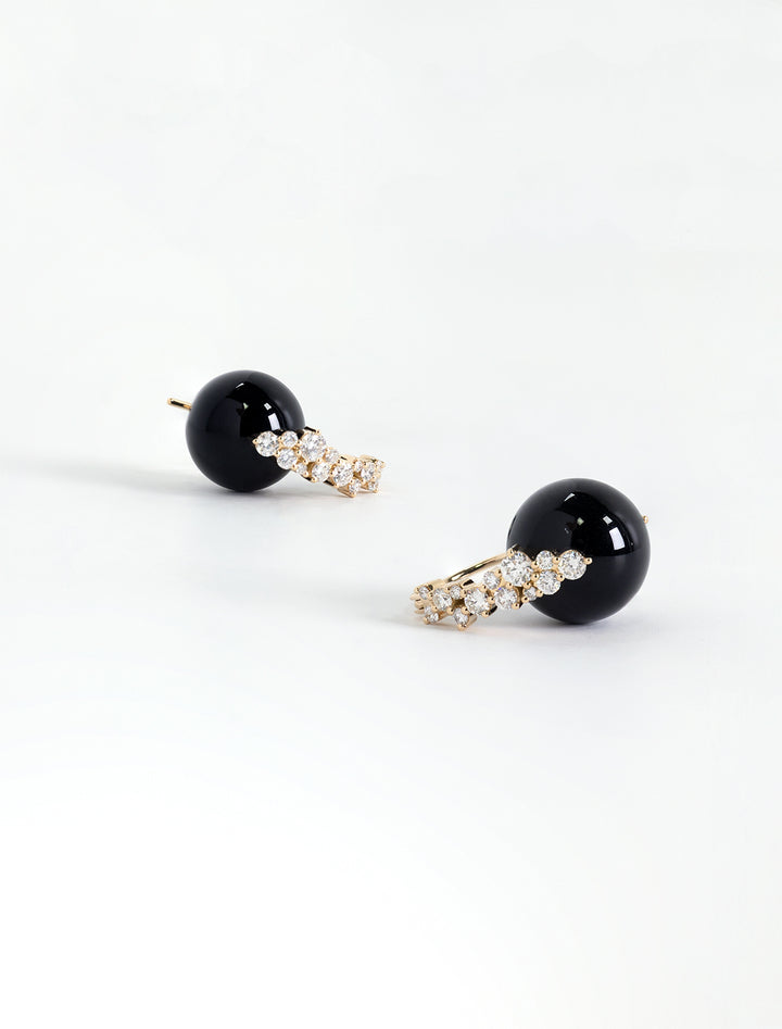 diamond cocktail black onyx bead earrings