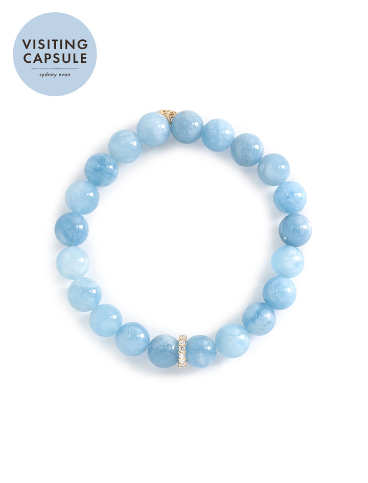 aquamarine beaded bracelet with cocktail diamond enternity rondelle