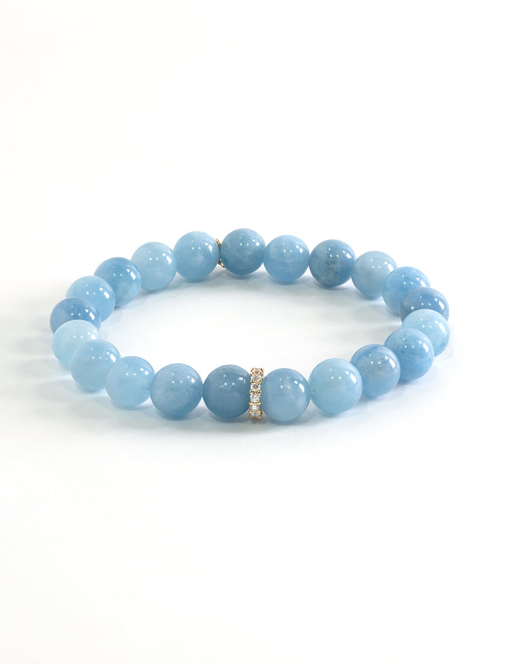 aquamarine beaded bracelet with cocktail diamond enternity rondelle