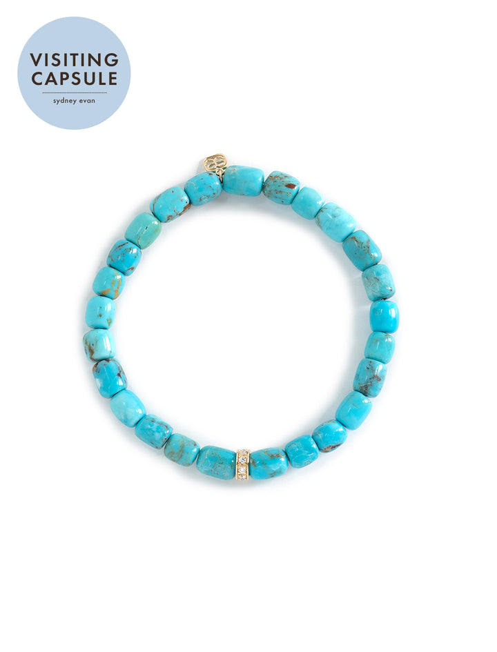 turquoise beaded bracelet with 6mm diamond wheel rondelle