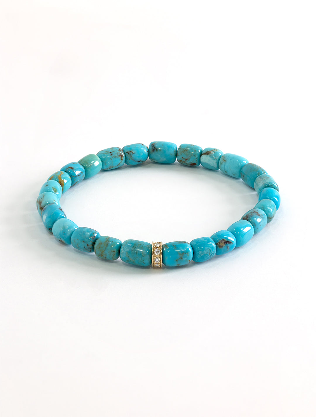 turquoise beaded bracelet with 6mm diamond wheel rondelle