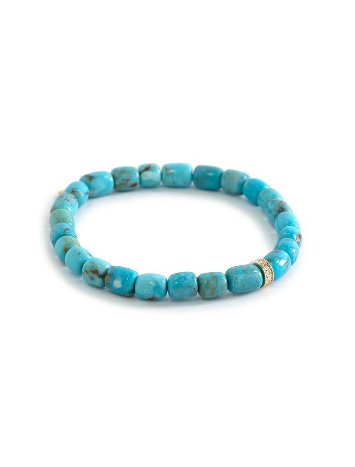 turquoise beaded bracelet with 6mm diamond wheel rondelle