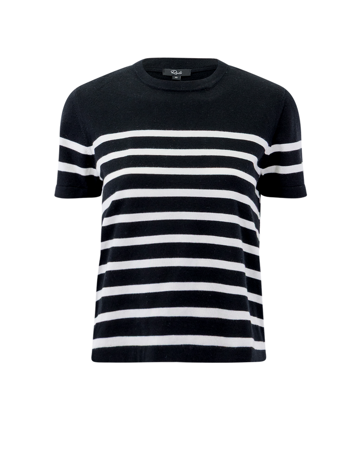 cotton cashmere short sleeve tee in parisian stripe