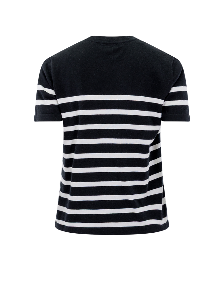 cotton cashmere short sleeve tee in parisian stripe
