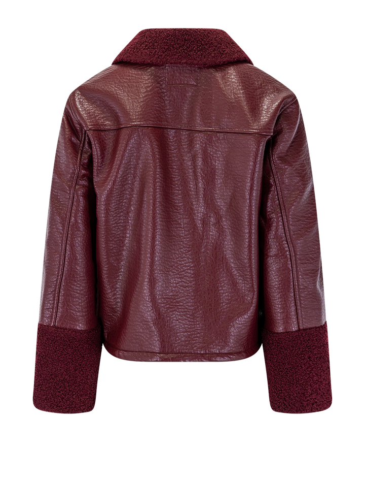 dria jacket in maroon shearling