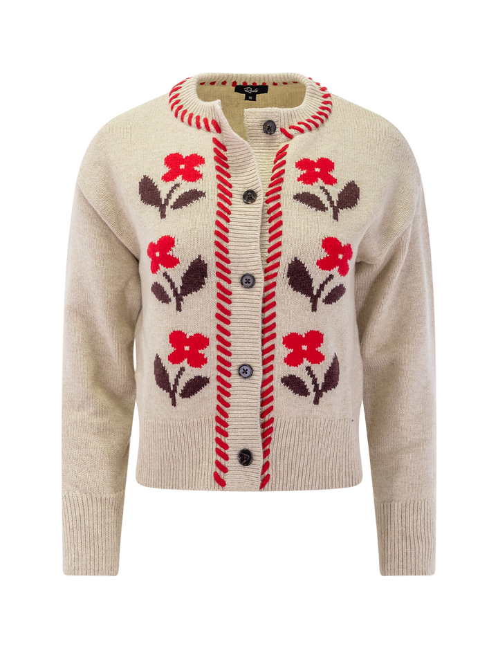 mavie cardigan in carmine floral