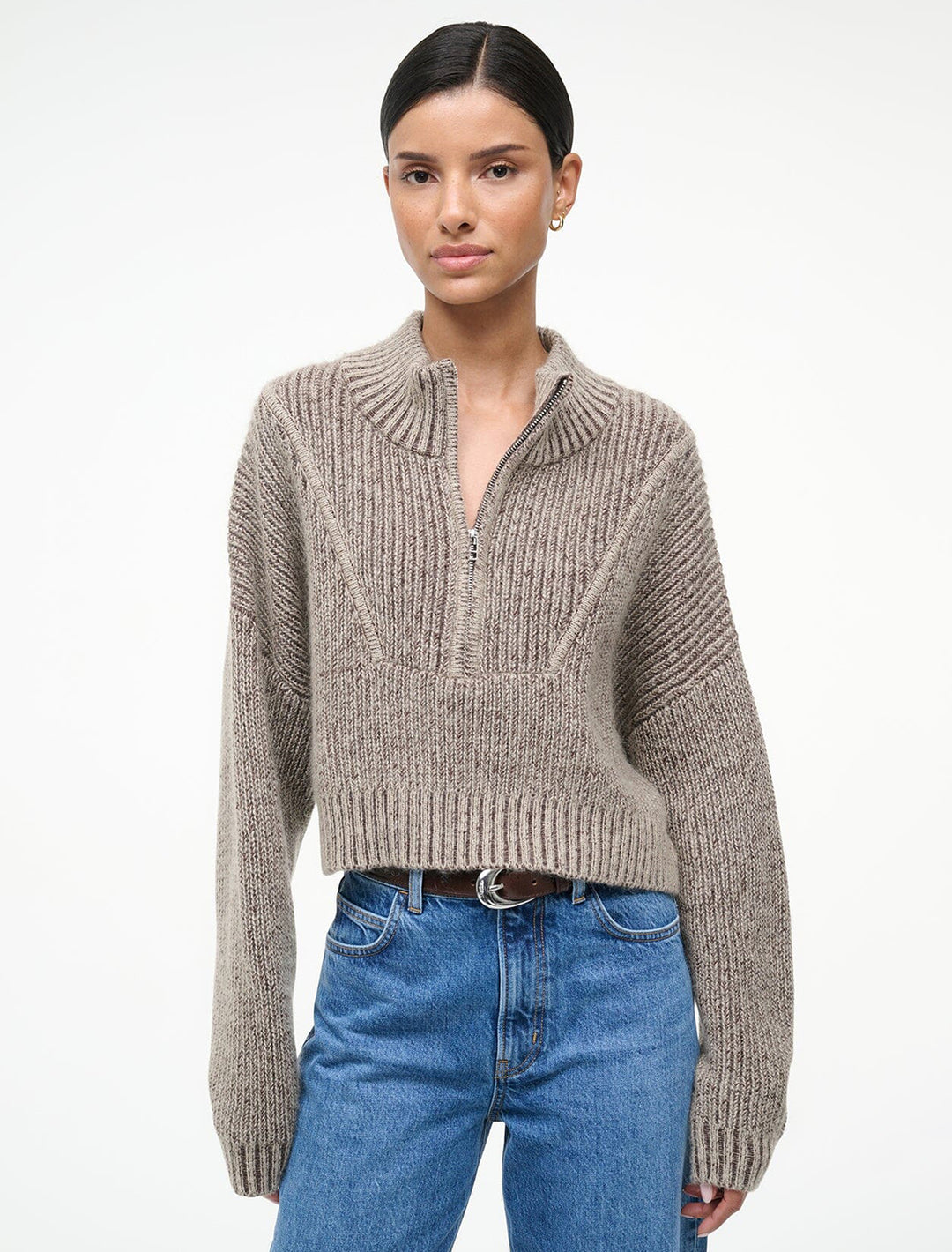 cropped hampton sweater in bisque