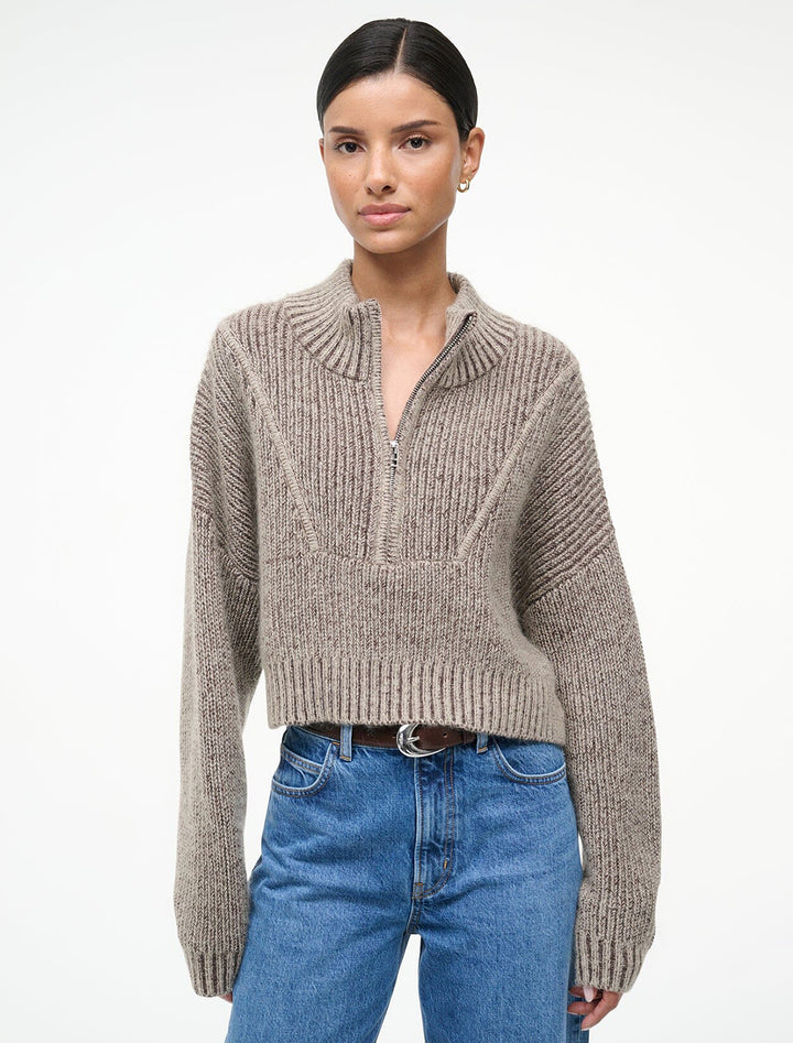 cropped hampton sweater in bisque