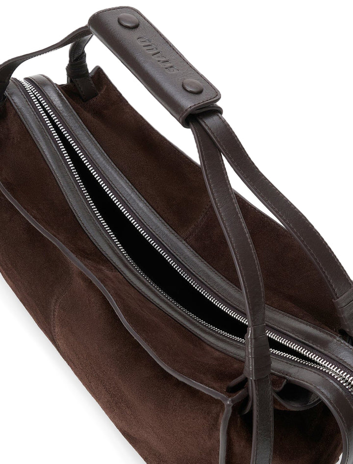 harold shoulder bag in espresso suede