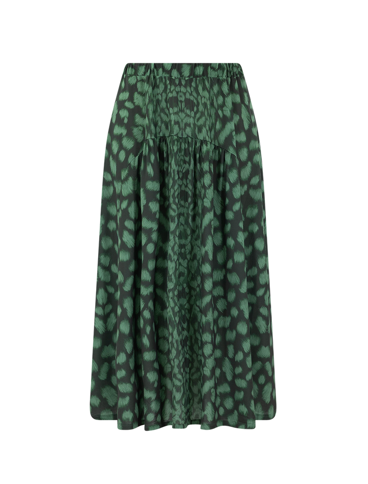 claude print midi skirt in green