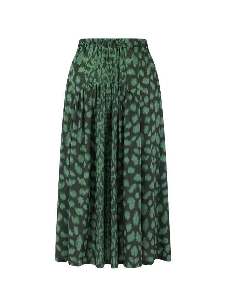 claude print midi skirt in green