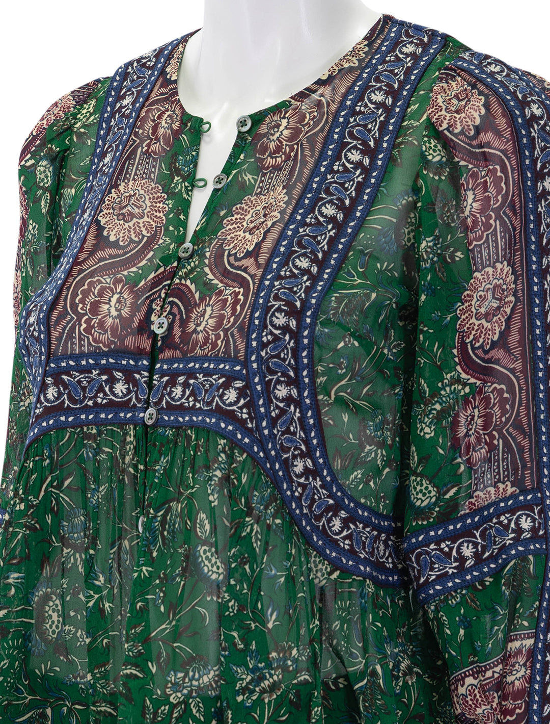 melba print long sleeve top in green