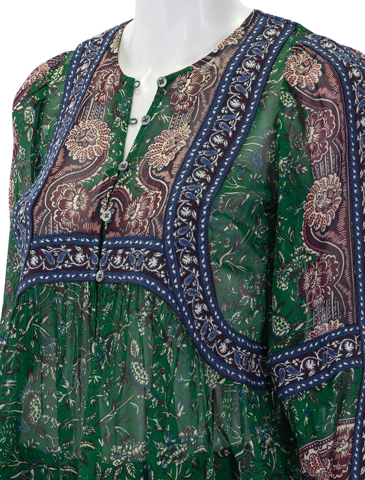melba print long sleeve top in green