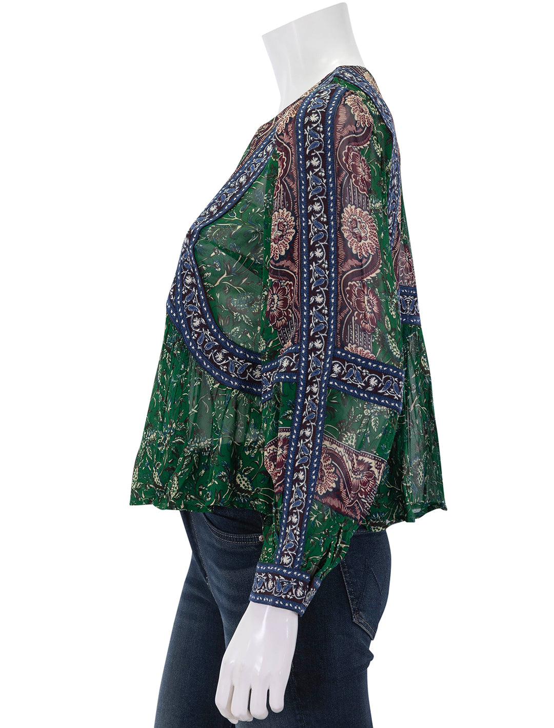 melba print long sleeve top in green