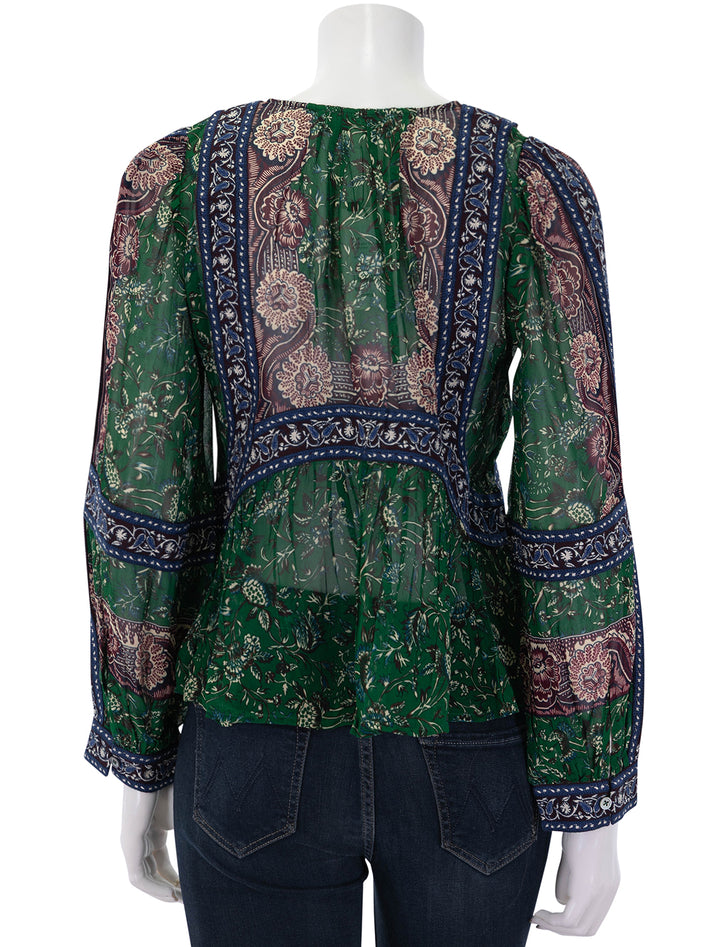 melba print long sleeve top in green