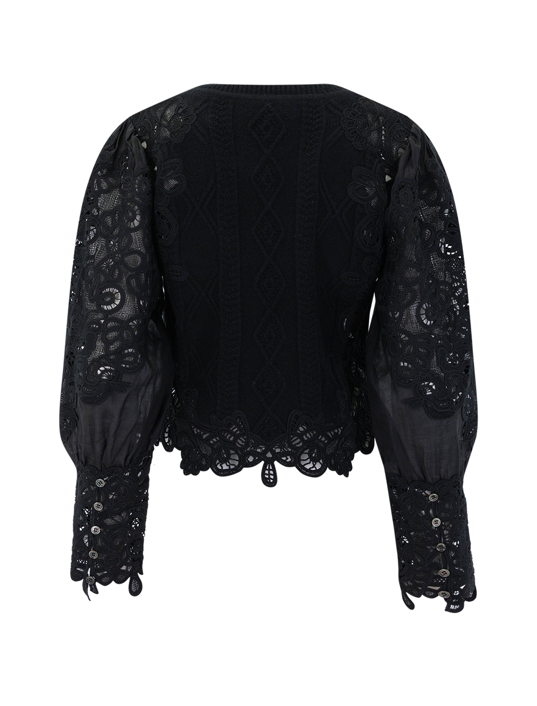 vania lace combo sweater in black